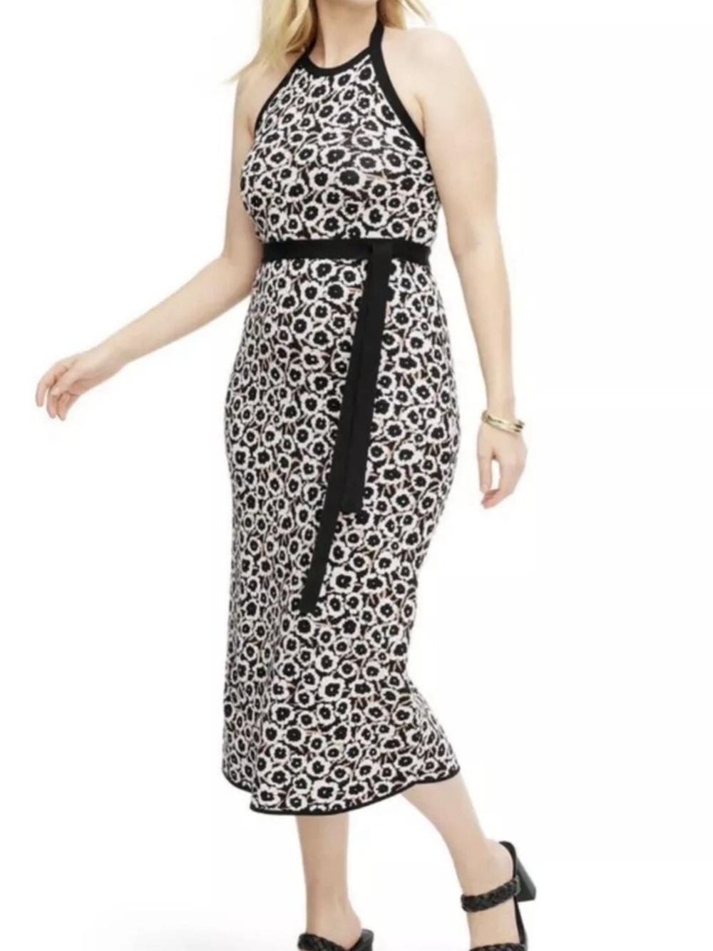 Diane Von Furstenberg for Target Poppy Neutral Knit Tie Neck Halter Midi Dress